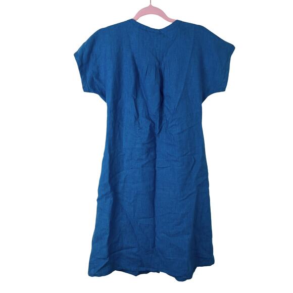 Poetry Blue Linen Button Front Dress Size US 2 - Picture 6 of 7